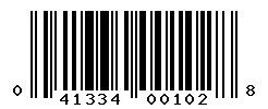 UPC barcode number 041334001028