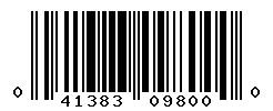 UPC barcode number 041383098000