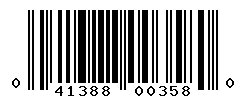 UPC barcode number 041388003580