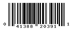 UPC barcode number 041388203911