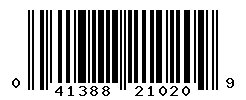 upc 041388210209 barcode image