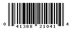 UPC barcode number 041388210414