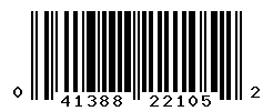 UPC barcode number 041388221052