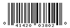 UPC barcode 041420038020