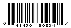 UPC barcode 041420809347