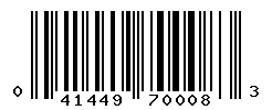 UPC barcode number 041449700083