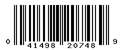 UPC barcode number 041498207489