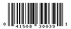 UPC barcode number 041508300391