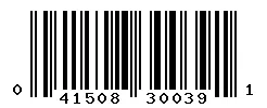 UPC 041508300391 barcode image