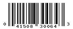 UPC barcode number 041508300643