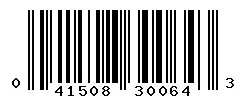 UPC barcode 041508300643
