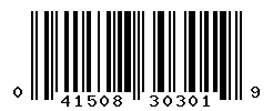 UPC barcode number 041508303019