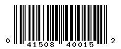 UPC barcode number 041508400152