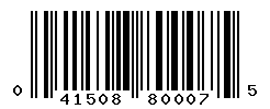 UPC barcode number 041508800075