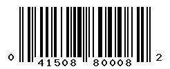 UPC barcode number 041508800082