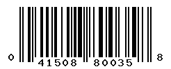 UPC barcode number 041508800358