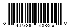 UPC barcode 041508800358