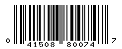 UPC barcode number 041508800747