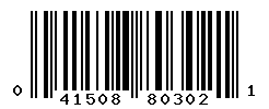 UPC barcode number 041508803021