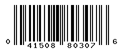 UPC barcode number 041508803076