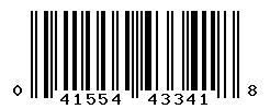 UPC barcode number 041554433418