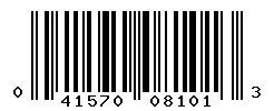 UPC barcode number 041570081013