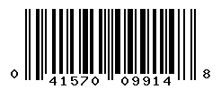 UPC barcode number 041570099148