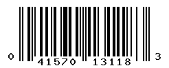 UPC barcode number 041570131183