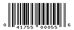 UPC 041755000556 barcode image