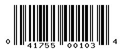 UPC 041755001034 barcode image