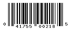 UPC 041755002185 barcode image