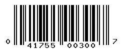 UPC 041755003007 barcode image