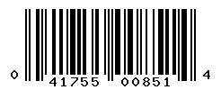 UPC 041755008514 barcode image