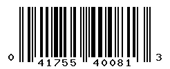 UPC 041755400813 barcode image