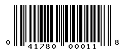 UPC barcode 041780000118