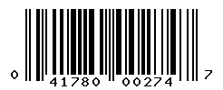 UPC barcode number 041780002747