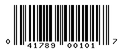 UPC barcode number 041789001017