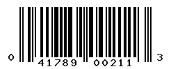 UPC barcode number 041789002113