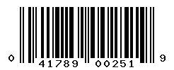 UPC barcode number 041789002519