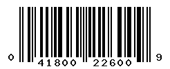 UPC barcode number 041800226009