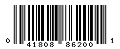 UPC barcode number 041808862001