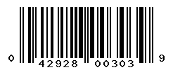 UPC barcode number 042928003039