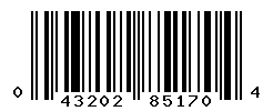 UPC barcode number 043202851704