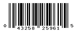 UPC 043258259615 barcode image