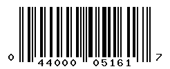 UPC barcode number 044000051617