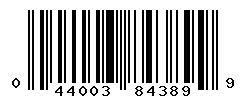 UPC barcode number 044003843899