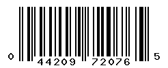 UPC barcode number 044209720765