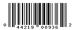 UPC barcode number 044219009362