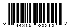 UPC barcode number 044315003103