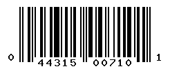 UPC barcode number 044315007101